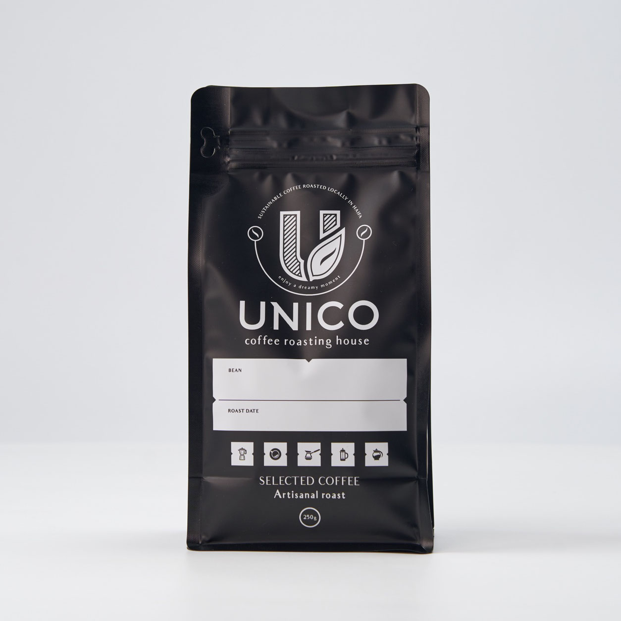 שקית קפה מודפסת של UNICO